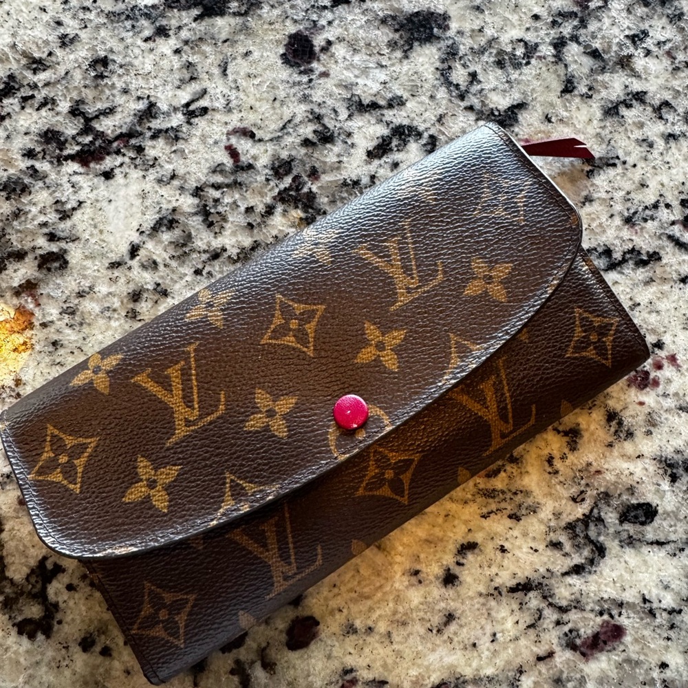 Louis Vuitton Monogram Canvas Wallet with Pink Accent